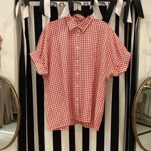 Classic Red Checkered Womens Button-Down Shirt